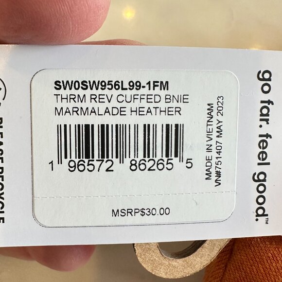 Smartwool Thermal Merino Reversible Cuffed Beanie Bright Orange Pink NWT - Picture 2 of 4